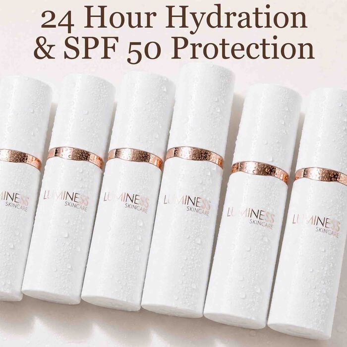 Luminess Color Adjusting Tinted Moisturizer SPF Kit provides 24-hour hydration and SPF 50 protection for daily wear and healthy-looking skin.